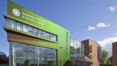 A photograph of North Warwickshire and South Leicestershire College (NWSLC) in Hinckley