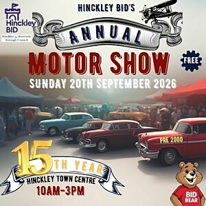 Hinckley BID's 15th Annual Motor Show 2026 promotional graphic